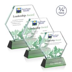 Pickering on Newhaven Full Color Green Crystal Award - Full Color Awards