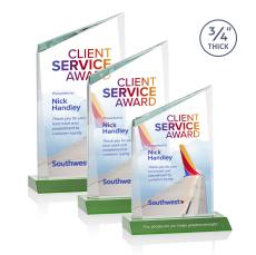 Scarsdale Full Color Green Peak Crystal Award - Sales Awards