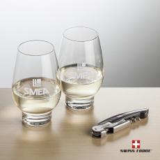 Swiss Force Opener & Glenarden Stemless Wine - Etched Barware
