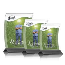 Dominga Full Color Black Rectangle Crystal Award - Crystal Awards