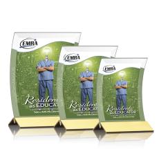 Dominga Full Color Gold Rectangle Crystal Award - Crystal Awards