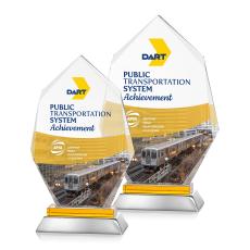 Nebraska Full Color Amber Crystal Award - Crystal Awards