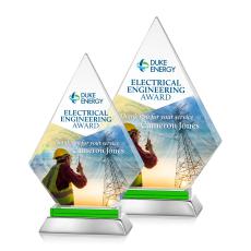 Valhalla Full Color Green Crystal Award - Full Color Awards