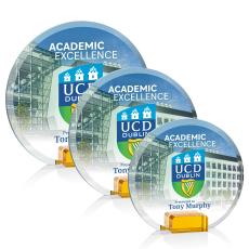 Bowie Full Color Amber Circle Crystal Award - Glass Awards