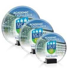 Bowie Full Color Black Circle Crystal Award - Crystal Awards