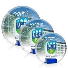 Bowie Full Color Blue Circle Crystal Award - Glass Awards