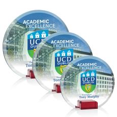 Bowie Full Color Red Circle Crystal Award - Glass Awards