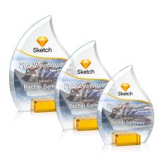 Romy Full Color Amber Flame Crystal Award - Glass Awards