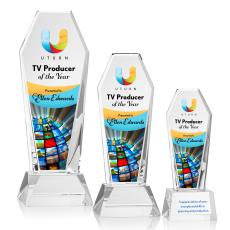Romford Full Color Clear on Base Obelisk Crystal Award - Crystal Pillar Awards