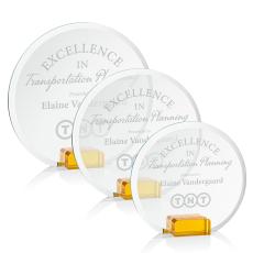 Bowie Amber Circle Crystal Award - Glass Awards