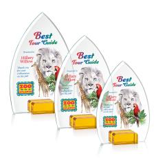 Aylin Full Color Amber Arch & Crescent Crystal Award - Glass Awards