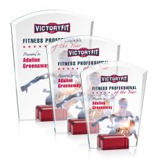 Lola Full Color Red Arch & Crescent Crystal Award - Glass Awards