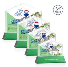 Micasa Full Color Green on Newhaven Arch & Crescent Crystal Award - Crystal Awards