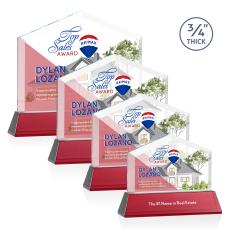 Micasa Full Color Red on Newhaven Arch & Crescent Crystal Award - Crystal Awards