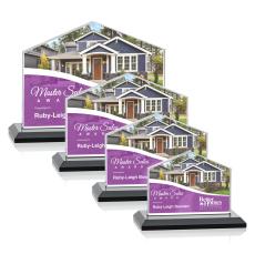 Domicile Full Color Black Arch & Crescent Crystal Award - Crystal Awards