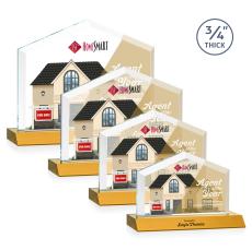 Micasa Full Color Amber Arch & Crescent Crystal Award - Crystal Awards