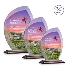 Wichita Full Color Rosewood Flame Crystal Award - Crystal Awards