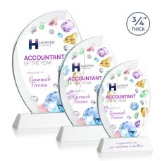 Wichita Full Color White on Newhaven Base Flame Crystal Award - Crystal Awards