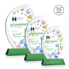 Wichita Full Color Green on Newhaven Base Flame Crystal Award - Crystal Awards