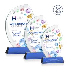 Wichita Full Color Blue on Newhaven Base Flame Crystal Award - Crystal Awards