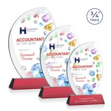 Wichita Full Color Red on Newhaven Base Flame Crystal Award - Crystal Awards