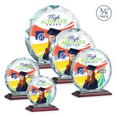 Centura Full Color Rosewood Circle Crystal Award - Corporate Awards