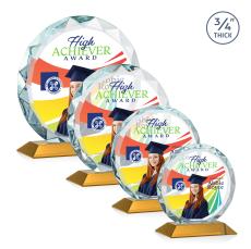 Centura Full Color Amber Circle Crystal Award - Corporate Awards
