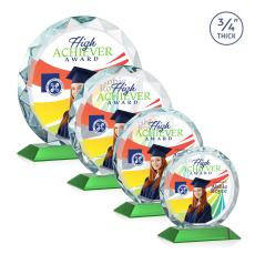 Centura Full Color Green Circle Crystal Award - Crystal Awards