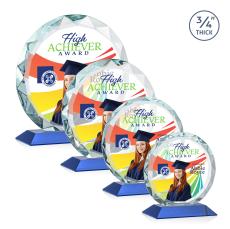 Centura Full Color Blue Circle Crystal Award - Crystal Awards