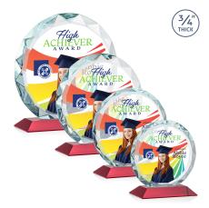 Centura Full Color Red Circle Crystal Award - Crystal Awards