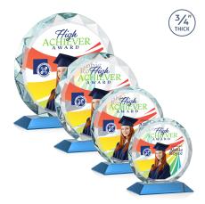 Centura Full Color Sky Blue Circle Crystal Award - Crystal Awards