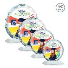Centura Full Color White Circle Crystal Award - Crystal Awards