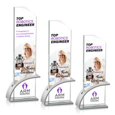 Barton Full Color Silver Rectangle Crystal Award - Crystal Awards