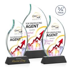 Croydon Full Color Black on Newhaven Base Flame Crystal Award - Crystal Flame Awards