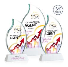 Croydon Full Color White on Newhaven Base Flame Crystal Award - Crystal Flame Awards