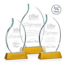 Croydon Amber on Newhaven Base Flame Crystal Award - Crystal Awards
