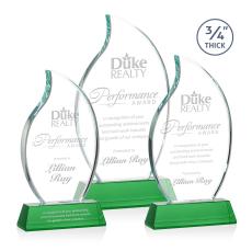 Croydon Green on Newhaven Base Flame Crystal Award - Crystal Awards