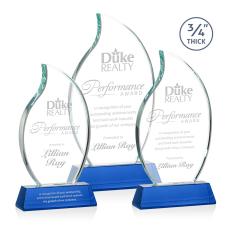 Croydon Blue on Newhaven Base Flame Crystal Award - Crystal Awards