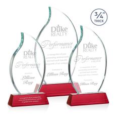 Croydon Red on Newhaven Base Flame Crystal Award - Crystal Awards