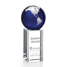 Luz Globe Blue/Silver Spheres Crystal Award - Crystal Awards