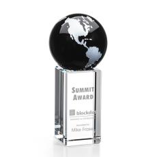 Luz Globe Black/Silver Spheres Crystal Award - Crystal Globe Awards 