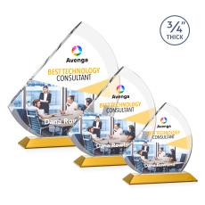 Nantucket Full Color Amber Sail Crystal Award - Glass Awards