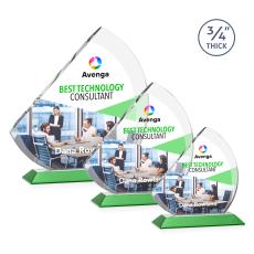 Nantucket Full Color Green Sail Crystal Award - Glass Awards