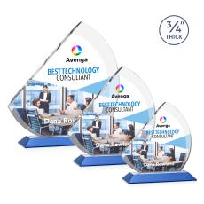 Nantucket Full Color Blue Sail Crystal Award - Crystal Awards