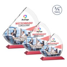 Nantucket Full Color Red Sail Crystal Award - Glass Awards