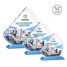 Nantucket Full Color Sky Blue Sail Crystal Award - Corporate Awards