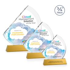 Nantucket Full Color Amber on Newhaven Sail Crystal Award - Glass Awards