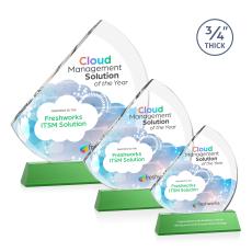 Nantucket Full Color Green on Newhaven Sail Crystal Award - Glass Awards