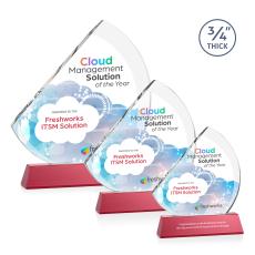 Nantucket Full Color Red on Newhaven Sail Crystal Award - Glass Awards