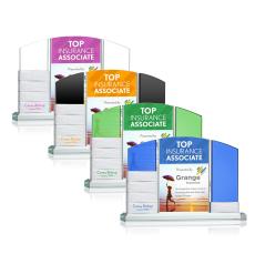 Lavery Add-a-Block Full Color Silver Arch & Crescent Crystal Award - Metal Awards